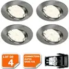 LAMPESECOENERGIE LOT DE 4 SPOT LED ENCASTRABLE COMPLETE ORIENTABLE ALU BROSSE AVEC AMPOULE GU10 230V 5W BLANC NEUTRE