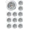 LAMPESECOENERGIE Lot De 12 Spot Led Ronde Blanc Orientable 38° Blanc Chaud