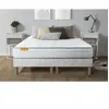 SEPTNUITS Ensemble sommier matelas 160x200 Memo Mémoire de forme - 20 cm - Très ferme - double sommiers blanc