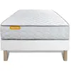 SEPTNUITS Ensemble sommier matelas 90x190 Memo Mémoire de forme - 20 cm - Très ferme - sommier blanc