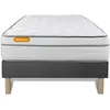SEPTNUITS Ensemble sommier matelas 90x200 Memo luxe Ressorts ensachés et mémoire de forme - 26 cm - Equilibré - sommier gris