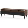Meliconi Meuble TV 1 porte 3 niches bois foncé et noir Karlstad 160 cm