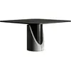 Table 4/6 pers en béton gris, acier et plaqué chêne noir - 140x140cm