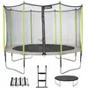KANGUI Trampoline 365 cm + filet + échelle + bâche + kit d'ancrage JUMPI Taupe/Vert 360