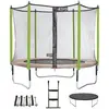 KANGUI Trampoline 305 cm + filet + échelle + bâche + kit d'ancrage JUMPI Taupe/Vert 300