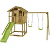 KANGUI Aire de jeux en bois avec cabane sur pilotis WAPITI   Balançoir...