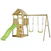 KANGUI Aire de jeux portique en bois WOODI - Double balançoire, tobogg...