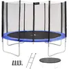 KANGUI Trampoline rond Bleu Ø430cm avec filet, échelle, bâche et kit ancrage
