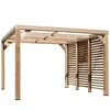 Pergola thermauvent en bois avec vantelles mobiles sur mur - Habrita