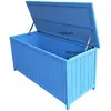 HABRITA Coffre de Rangement 0,42 m³   Bois Lasuré Bleu   Couvercle avec Équerres
