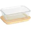 Non communiqué Boîte alimentaire rectangulaire en verre et bambou 1,5L transparent