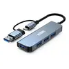 Hub USB Urban Factory 4 ports USB 3.0 Gris anthracite + Adaptateur USB...