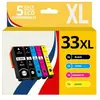 123CONSOMMABLES - 33XL - Pack 5 Cartouches d'encre Compatible pour Epson 33 XL p