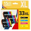 123CONSOMMABLES - 33XL - Pack 15 Cartouches d'encre Compatible pour Epson 33 XL