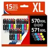 123Consommables Pack 15 cartouches compatibles CANON PGI-570XL/CLI-571XL