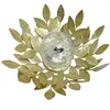 GALIX Nénuphar solaire métal or verre craquelé 7Lumens 26 cm en PLATEAU
