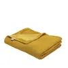Trois Kilos Sept Couverture en tricot et flanelle Moutarde (75 x 100 cm)