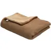 Trois Kilos Sept Couverture en tricot et flanelle Camel (75 x 100 cm)