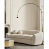Canapé arrondi 3 places en tissu bouclé cream - Uniqka