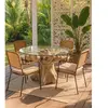 Uniqka-design Uniqka - Forest - Table de jardin en bois brut de teck et en verre