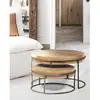 Table basse ronde gigogne en métal doré - Uniqka
