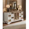 UNIQKA Inda - Grand Buffet Blanc Et Naturel En Mindy Massif 160 Cm