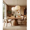 Uniqka Bistrot - Table salle à manger ronde bois manguier, Piétement C...
