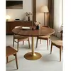 Table repas ronde en bois massif et pied tulipe doré D110 cm 6 pers - ...