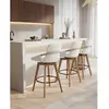 Chaise de bar en tissu bouclette et pieds en bois - Uniqka