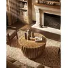 Uniqka-design Woodle - table basse en bois massif avec plateau en verre