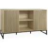 SWEEEK Buffet effet bois rainuré et métal 2 portes 140cm Lisbonne
