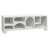 SWEEEK Meuble tv organique effet bois blanc 160cm avec 7 niches de rangement L160cm