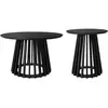 Set de 2 tables basses rondes - SWEEEK - Effet bois noir - Ø40cm et Ø60cm