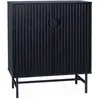 SWEEEK Buffet effet bois à rainures noires deux portes et une étagère BAZALT L 80 x P 39 x H 92.5cm