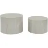 SWEEEK Tables basses rondes effet marbre blanc cassé (lot de 2)