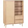 SWEEEK Buffet de rangement cannage et décor bois 1 porte. 2 tiroirs. 6 étagères