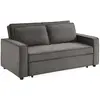 SWEEEK Canapé convertible 3 places gris velours côtelé banquette lit canapé