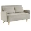 SWEEEK Canapé convertible en velours côtelé - Panam - 2 places scandinave. pieds bois. beige/greige. banquette. dossier inclinable
