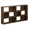 SWEEEK Bibliothèque design asymétrique noyer Pieter 3 étagères 12 compartiments de rangement