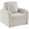 SWEEEK Fauteuil tissu bouclette blanche lignes arrondies Milano L 90 x P 85 x H 85cm