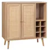 SWEEEK Buffet range bouteilles portes en cannage et décor bois avec casiers