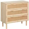 SWEEEK Commode 3 tiroirs cannage et effet bois CAMARGUE L 80 x P 40 x H 80cm