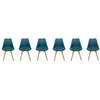 SWEEEK Lot de 6 chaises scandinaves pieds bois de hêtre chaises 1 place bleu canard