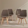 SWEEEK Lot de 4 chaises scandinaves NILS revêtement bouclette taupe. pieds bois de hêtre. chaise 1 place