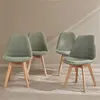 SWEEEK Lot de 4 chaises scandinaves NILS revêtement bouclette vert céladon. pieds bois de hêtre. chaise 1 place