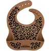 Bavoir en silicone Léopard Marron