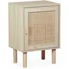 SWEEEK Table de chevet en cannage et décor bois - Camargue - 40x30x58cm - 2 niveaux - 1 porte - pieds droits