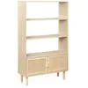 SWEEEK Etagère bibliothèque cannage et effet bois 3 niveaux 2 portes Camargue