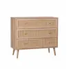SWEEEK Commode en décor bois et cannage 90x39x79cm - Bohème - 3 tiroirs