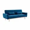 SWEEEK Canapé convertible design en velours 2 - 3 places scandinave droit avec pieds fins or rose - Oskar